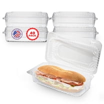 MT Products OPS Plastic Hoagie Container 8.5" x 4.5" x 2" - Clear Plastic Take Out Containers - Pack of 40