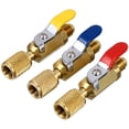 thumbnail image 1 of KAKOWELY Valve à Bille Droite 3 Pcs Réfrigérant de Climatisation en Laiton Compact 2.56"X0.59"X0.59 Pouces, 1 of 4