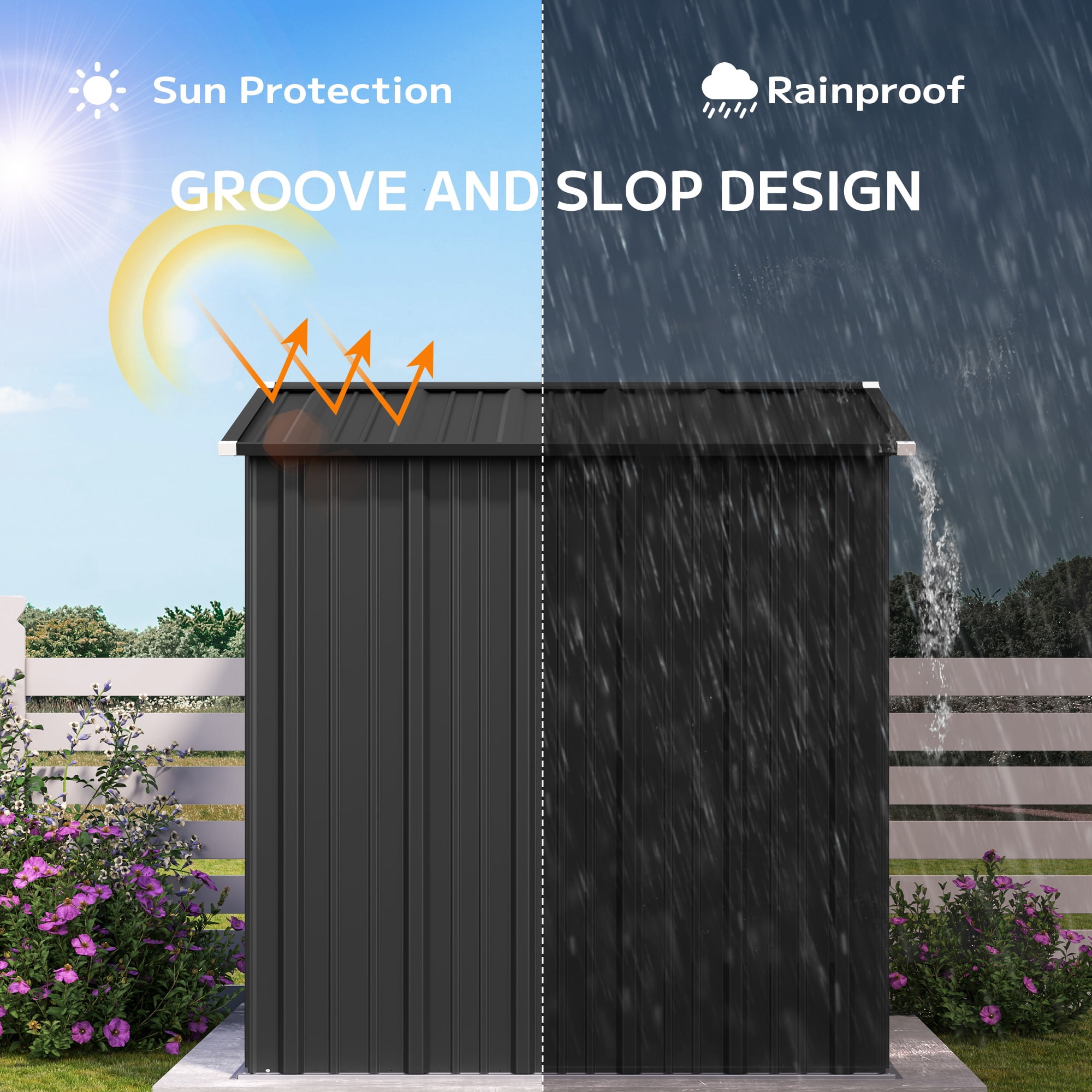 Asofer Outdoor Storage Shed, 6 x 4 FT Metal Garden Shed with Double Lockable Doors,for Backyard Patio Lawn-Dark Grey