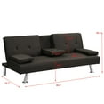 thumbnail image 4 of BASTCH Home Futon Sofa Bed, 67 Inch Sofa bed with Removable Armrests, Wood Frame, 2 Cup Holders, Convertible Sofa Bed for Living Room, 4 of 8