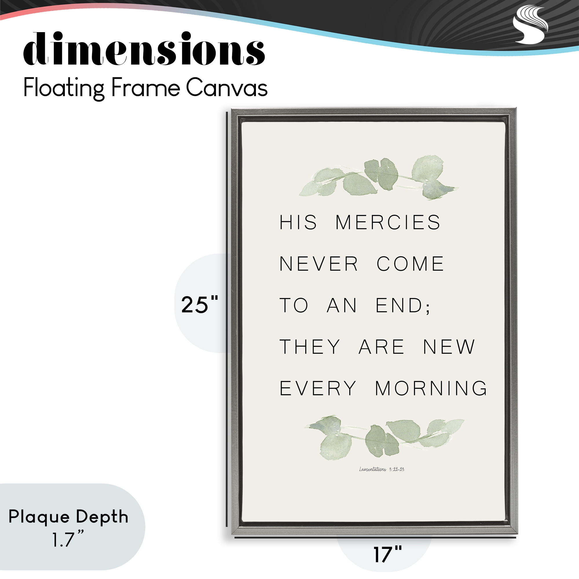 Stupell Industries Mercies New Every Morning Gray Framed Floater Canvas Wall Art, design by Lucille Price