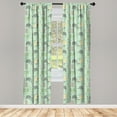 thumbnail image 3 of Ambesonne Cartoon Curtains, Hedgehog Forest Herbs Art, Pair of 28"x84", Mint Green Grey Peach, 3 of 5