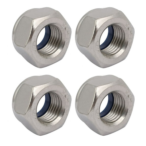 Unique Bargains 4pcs M14 x 1.5mm Pitch Metric Fine Thread 304 Stainless Steel Hex Lock Nuts