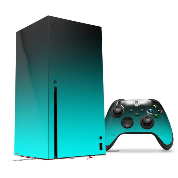 WraptorSkinz Skin Wrap compatible with the 2020 XBOX Series X Console and Controller Smooth Fades Neon Teal Black (XBOX NOT INCLUDED)