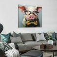 thumbnail image 2 of ARISTURING Hand Painted Cute Pig with Glasses Canvas Oil Paintings for Living Room Modern Art for Wall Decor Home Animals Canvas Wall Art for Bathroom (16x16 inch), 2 of 4