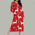 thumbnail image 6 of Christmas Zip Robe for Women Fleece Nightgown Long Sleeve Reindeer Print Flannel Sleepwear Warm Winter Loungewear, 6 of 8