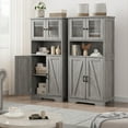thumbnail image 6 of Roromall Farmhouse Storage Cabinet with Glass Doors and Adjustable Shelves, Freestanding Kitchen Pantry Cabinet, Cupboard Floor Cabinet for Living Room, Dining Room, 6 of 8