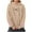 Khaki, variant on Nmnitkp Hoodies for Women Comfortable Hoodies Y2K Casual Printed Round Neck Long Sleeved Loose Hooded Sweatshirts Brown,L