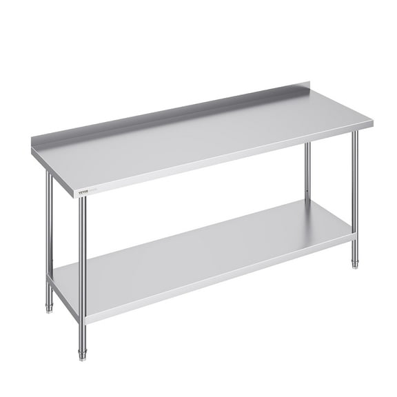 VEVOR 24 x 72 x 36 Inch Stainless Steel Work Table, Commercial Food Prep Worktable Heavy Duty Prep Worktable, Metal Work Table with Adjustable Height for Restaurant, Home and Hotel
