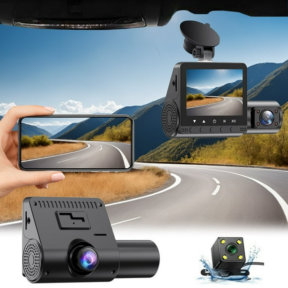 Car Dash Cam 3 Channel Dash Cam Front and Rear Inside 1080p Dash Camera for Cars Dashcam Three Way Car Camera with Ir Night Vision Loop Recording Motion Detection Car Dash Cam Front and Back