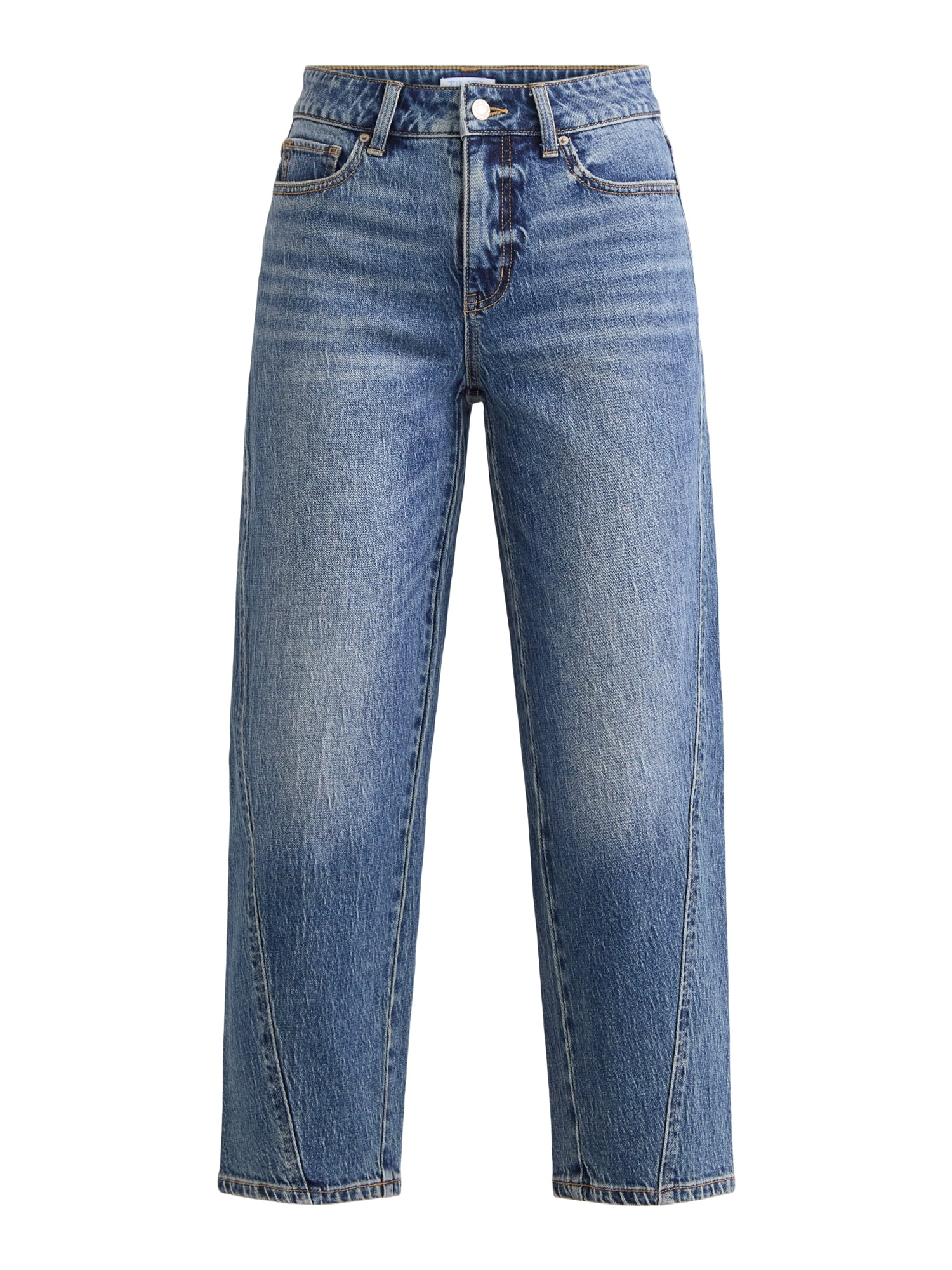 Time and Tru Women's High Rise Barrel Jeans, 26.5" Inseam, Sizes 0-22