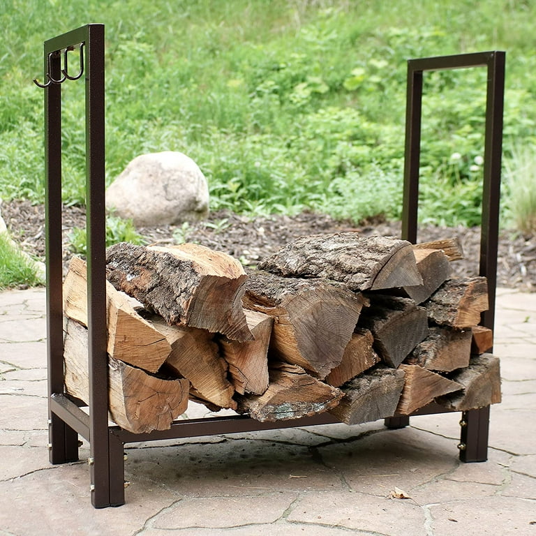 Indoor Outdoor 30 Inch Firewood Log Rack Small Fireplace or Fire Pit Wood Storage Holder Bronze Walmart