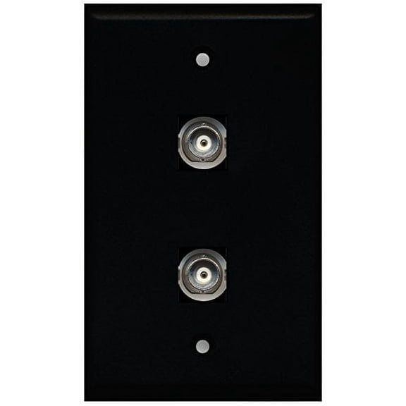 RiteAV - Black 2 Port BNC Wall Plate