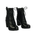 Malia Black Soda Riding Booties Women Chunky High Heel Combat Ankle ...