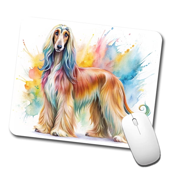 Afghan Hound Dog Watercolor Style Mouse Pad Low Profile Gaming Mat