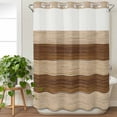 thumbnail image 3 of Brown Wood Grain No Hook Shower Curtain Waterproof, Bathroom Curtains with Snap in Liners and See Through Top Window, Ombre Rustic Retro Wooden Plank Hotel Style Bathtub Curtains Shower 72"Wx96"L, 3 of 8