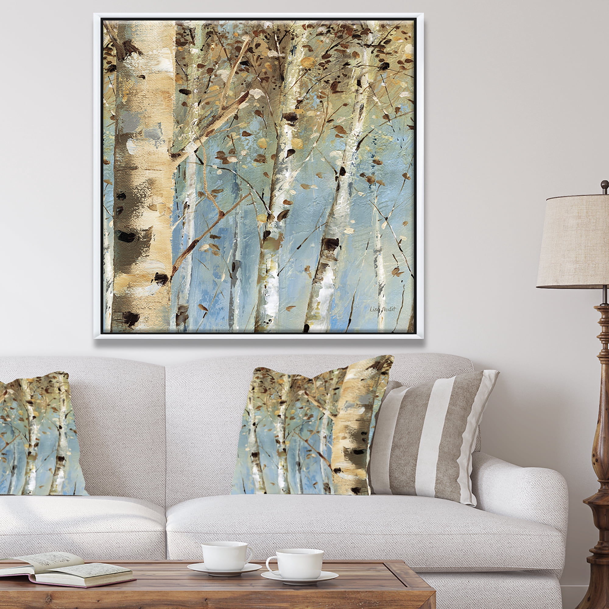 Designart ' White Birch Forest I ' Modern Farmhouse Framed Canvas