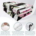 thumbnail image 4 of Full Quilt Set 78''x90'', Pink Roses Lightweight Bedspread Coverlet Set with 2 Pillow Shams, Romantic Flowers Leaves Floral Black Stripes Breathable All Season Quilt Bedding for Bedroom/Guest Room, 4 of 9