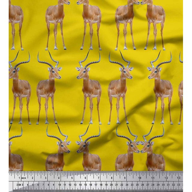 Soimoi Rayon Fabric Deer Animal Decor Fabric Printed Yard 42 Inch Wide