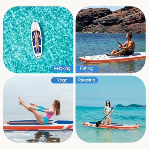 Nextay 10'5" Inflatable Stand Up Paddle Boards with Paddle Leash Pump Repair Kit and Carry Backpack Versatile for Beginners and Experts Great for Lakes and Oceans, Blue Orange