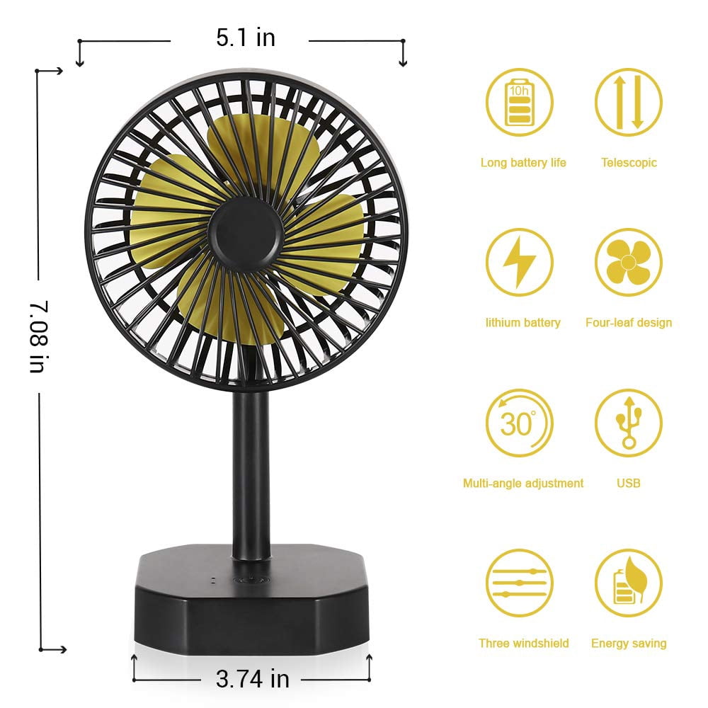 Quiet Portable Cooling Fan Adjustable Tilt with 3 Speeds - USB Powered