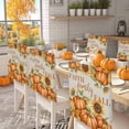 thumbnail image 2 of Thanksgiving Orange Pumpkin Chair Covers Set of 8 Faith Family Fall Sunflower Vintage Chair Back Covers Stretch Removable Washable Slipcovers Protector for Dining Room Kitchen Party Decor, 2 of 5