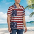 thumbnail image 3 of Fotbe America Flag Glitter Camisa Hawaiana para Hombre Unisex – Camisa Casual de Verano con Botones de Manga Corta de Algodón y Lino,Medium, 3 of 7