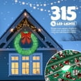 thumbnail image 2 of Ktaxon 48in Christmas Wreath Christmas Decoration Lighted Holiday Decor 315 Lights LED - Green, 2 of 6