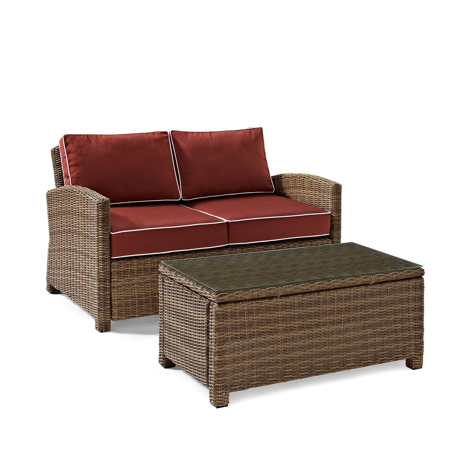 Crosley Furniture Bradenton 2 Piece Outdoor Wicker Seating Set with