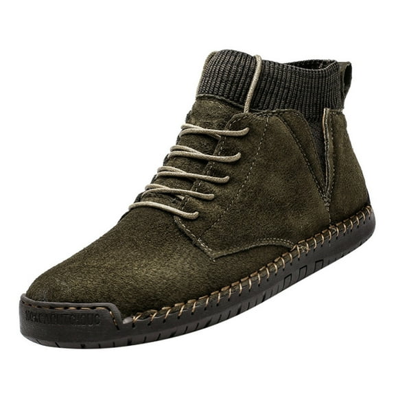 jsaierl Men's Retro Combat Boots Mid-Rise Lightweight Hiking Non-Slip Outdoor Boots Lace-up Boots Shoes