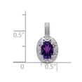 thumbnail image 2 of 925 Sterling Silver Polished Diamond and Amethyst Pendant Necklace 16x9mm Wide Pendant for Women, 2 of 2
