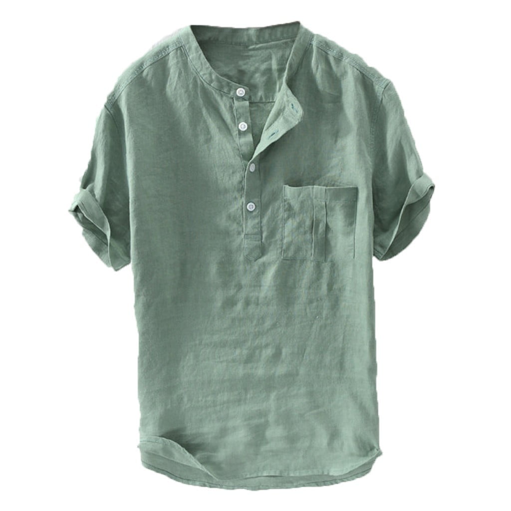Men Cotton Hemp Blend Slim Short Sleeve Casual Down Shirt Vintage Chinese Top Men Cotton Hemp Blend Slim Short Sleeve Casual Down Shirt Vintage Chinese Top