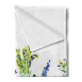 thumbnail image 2 of Watercolor Flower Soft Flannel Fleece Throw Blanket, Swirled Brushstroke Herbs Romantic Feminine Blooming Nature Artwork, Cozy Plush for Indoor and Outdoor Use, 60" x 80", Blue Yellow, by Ambesonne, 2 of 5