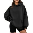thumbnail image 2 of HOMBOM Hooded Sweatshirt for Women with Pocket Solf Pullover Plain Heavyweight Black Long Sleeve Womens Tops, 2 of 6