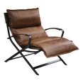 thumbnail image 1 of ACME Chaise d'Appoint Zulgaz en Cuir Grain Cacao et Fer Mat, 1 of 10