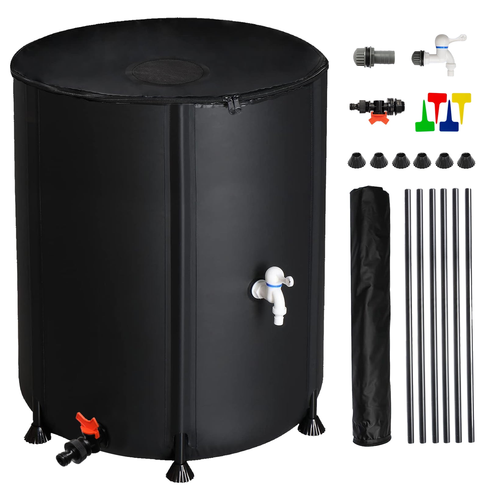 UBesGoo Portable Rain Barrel Capacity 50 Gallon Suible for Patio Farm Ranch Black
