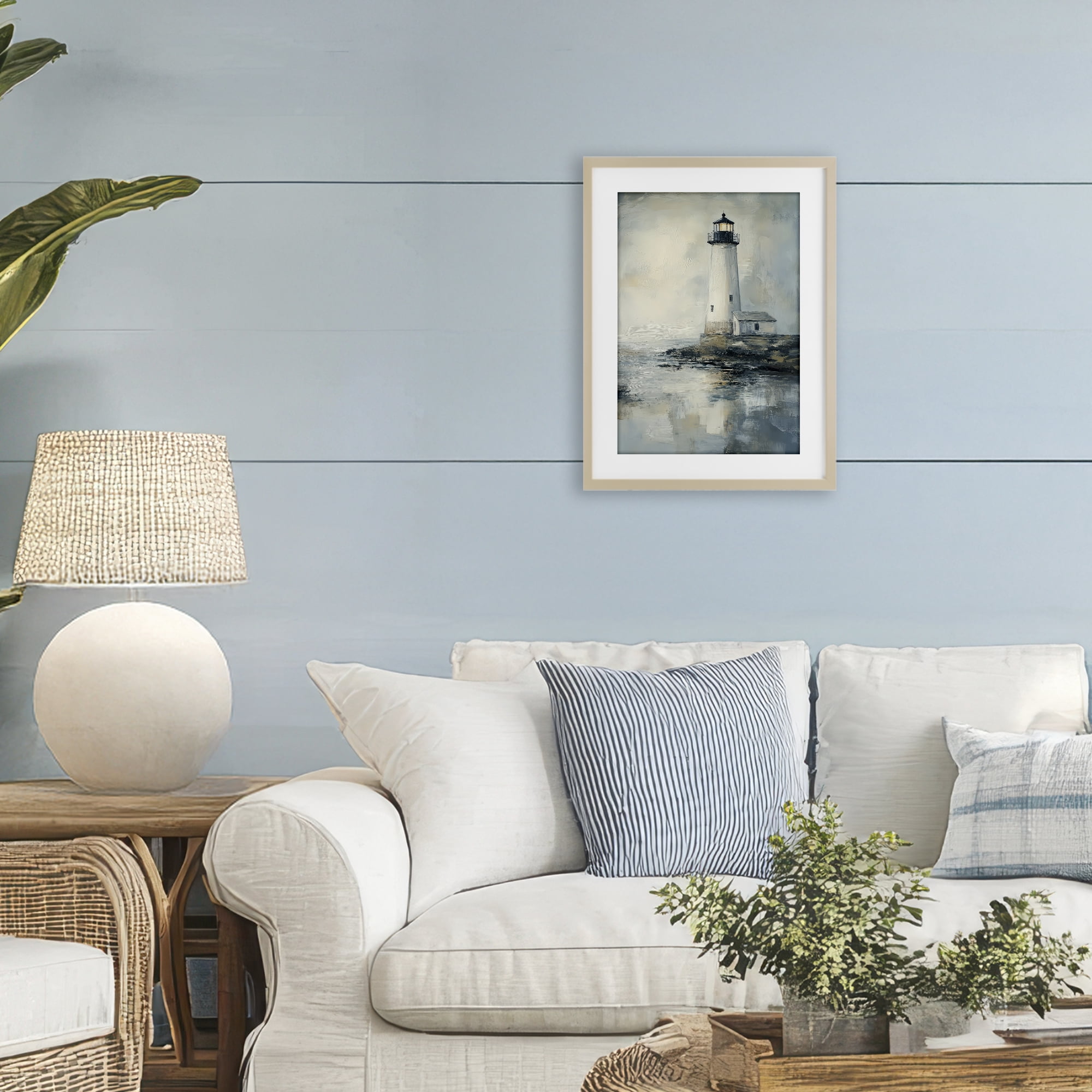 Stupell Industries Moody Lighthouse Reflecting Birch Framed Print Under Glass, design by Petal Prints Design