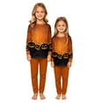 thumbnail image 2 of HTHLVMD Family Matching Sleepwear, Bat Print Pajamas, Halloween Gradient Orange Bat Bottom Print Family Matching Pajamas, Crew Neck Long Sleeve 2pcs Holiday Loungewear, 4 Years, 2 of 6