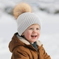 thumbnail image 2 of AWZXDE Kids Knit Winter Hat With Pom For Outdoor Cold Weather Warm Ear Grey, 2 of 4