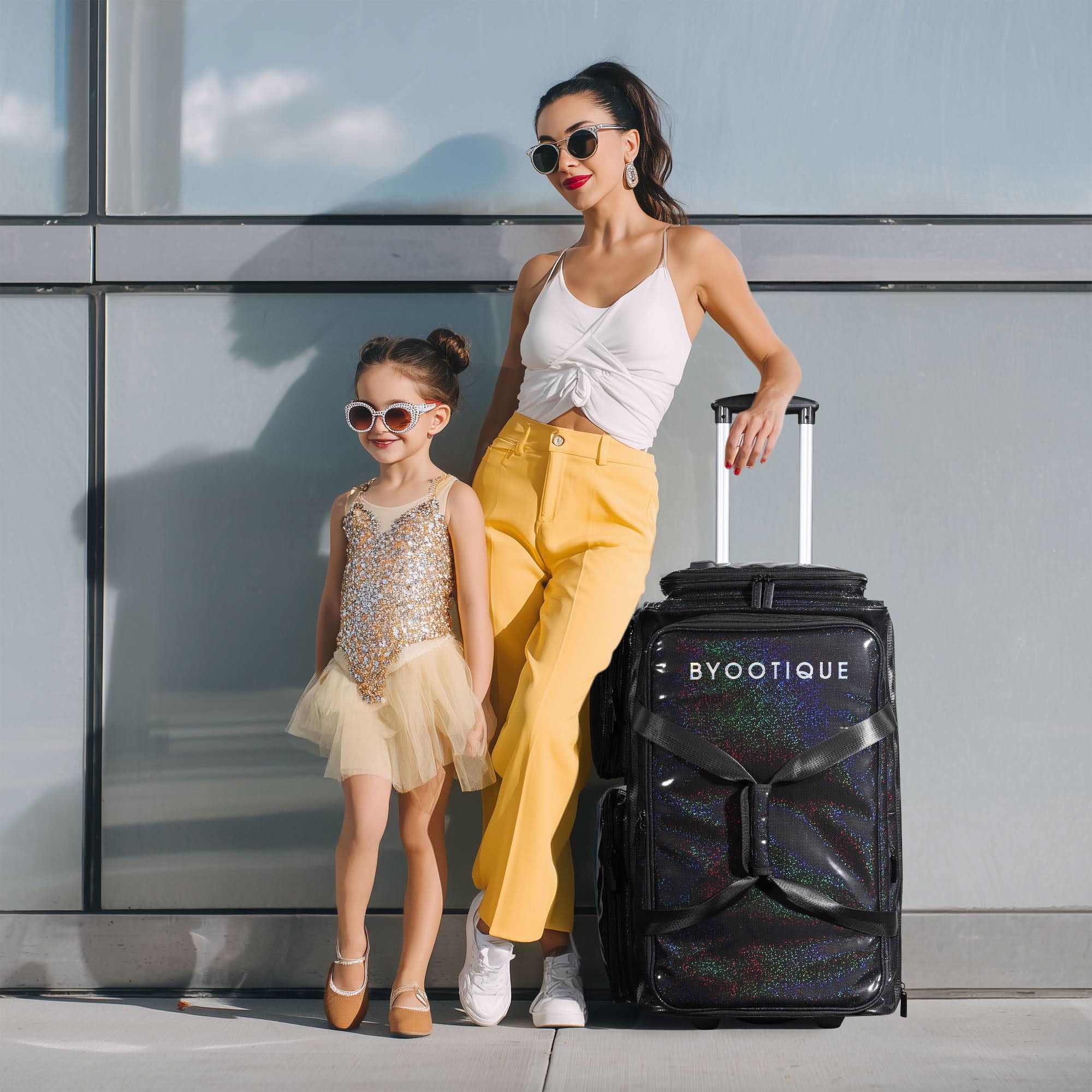 Byootique Rolling Dance Bag with Wheels Travel Duffle Bag Expandable FA Starry