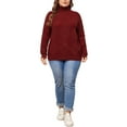 thumbnail image 3 of Agnes Orinda Women's Plus Size Pullover Sweaters Lightweight Long Sleeve Turtleneck Novelty Sweater 3X Burgundy, 3 of 7