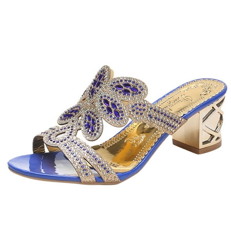 

iOPQO Women s sandals Women s Ladies Bohemia Crystal Roma Slipper Sandals Peep Toe Casual Shoes Ladies Foreign Trade Bohemian Blue 36