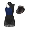 thumbnail image 6 of YONGHS Womens Sleeveless Latin Jazz Dance Leotard Tuxedo Bodysuit Dress With Hat Navy Blue XL, 6 of 7