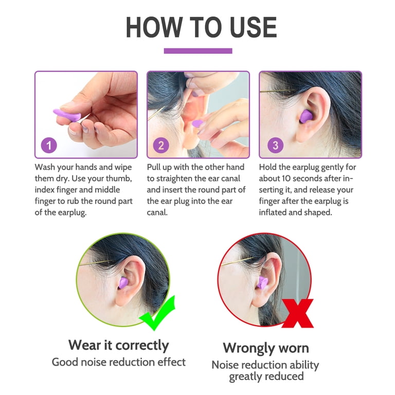 LYSIAN Slim Foam Earplugs, 100 Pairs, Purple photo 7