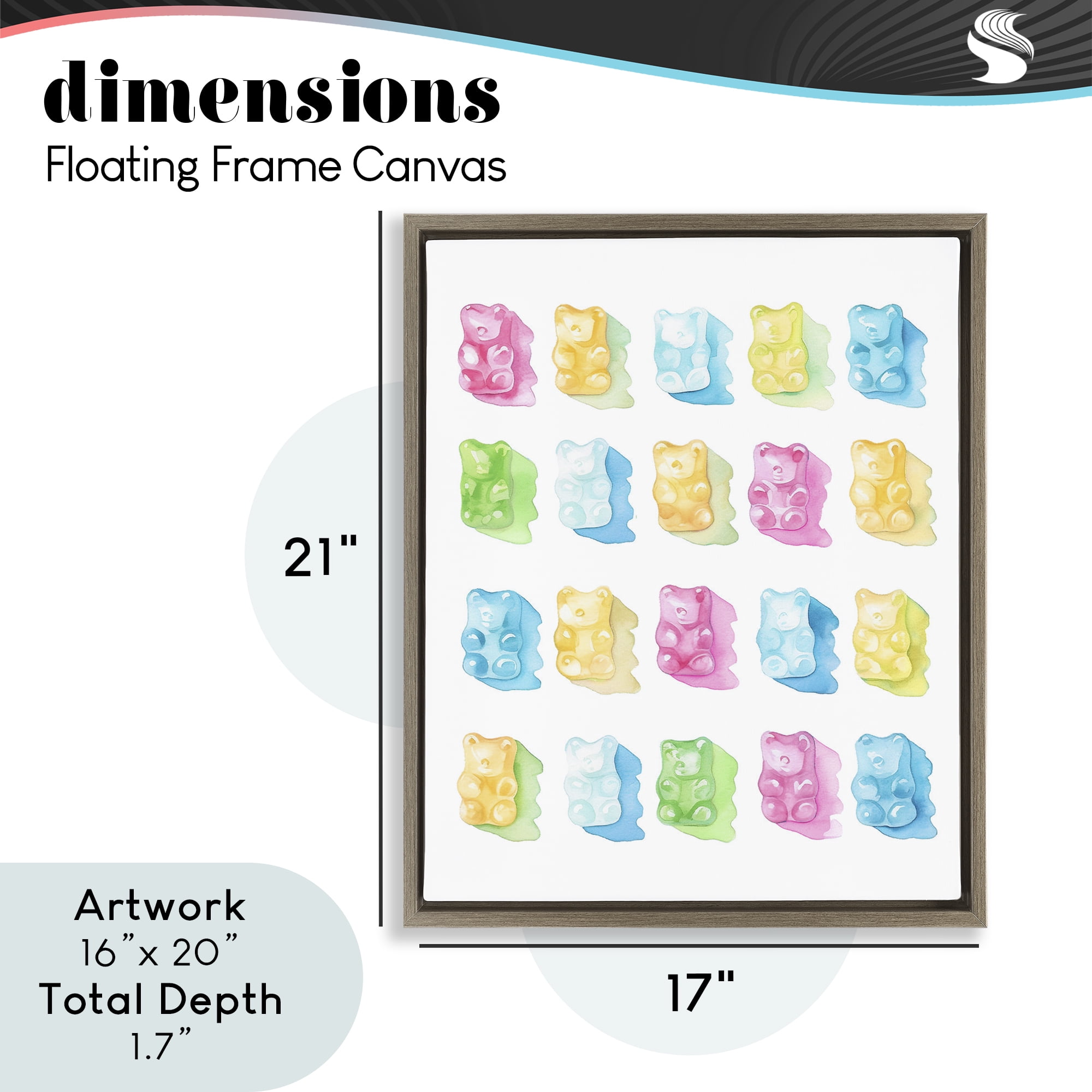 Pastel Candy Bears Collection Brown Framed Floater Canvas Wall Art, design by Lil' Rue