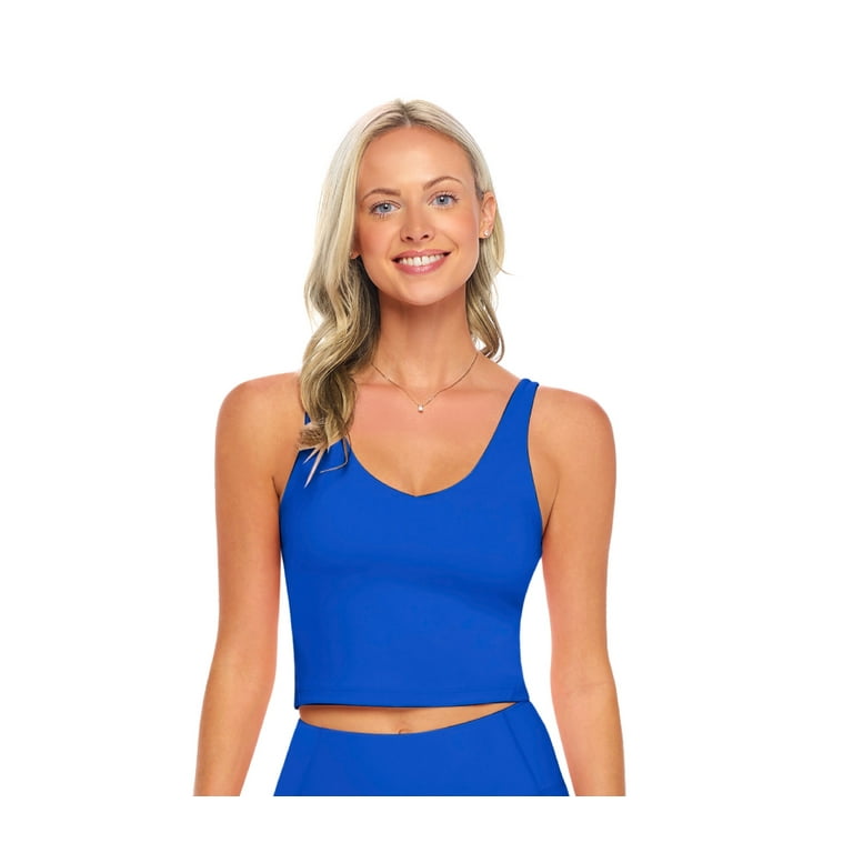Workout Sets for Women 2 Piece Seamless Ribbed Crop Tank High Waist Shorts Yoga Outfits Large True Royal Blue