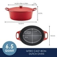 thumbnail image 3 of Rachael Ray NITRO 6.5qt Pre-Seasoned Cast Iron Dutch Oven, Red, 3 of 10