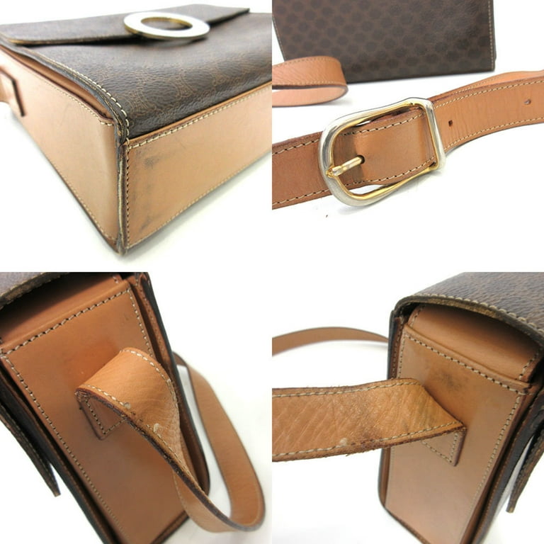 Celine CELINE Macadam Circle Hardware Leather Shoulder Bag Brown