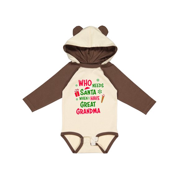 Inktastic Who Needs Santa when I Have Great Grandma Boys or Girls Long Sleeve Baby Bodysuit