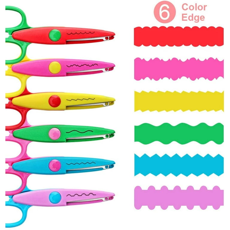 Craft Scissors Decorative Edge, ABS Resin Scrapbook Scissors with 6  Pattern, Safe for Kids, Smoothly Cutting, Set of 6, Funny&Colorful